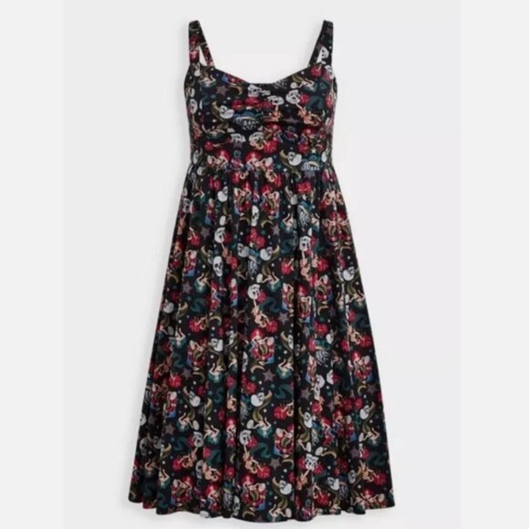 Torrid Sleeveless Sweetheart Dress Red Skull Print Stretch Plus Large Retro Chic - Picture 1 of 9